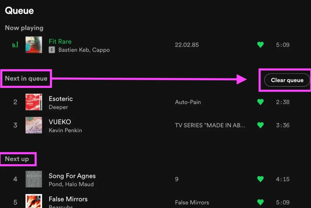 how to clear spotify queue 1